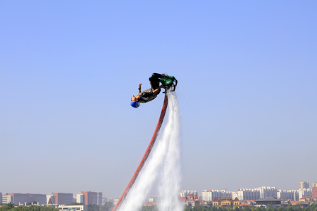 Water stunts performance in a parkのeditorial素材