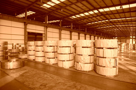 Strip steel in the factoryのeditorial素材