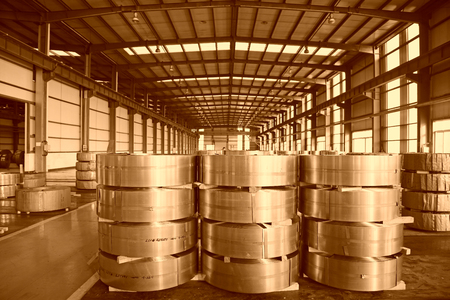 Strip steel in the factoryのeditorial素材