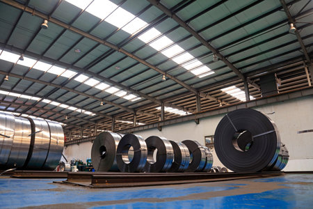 Strip steel in the factoryのeditorial素材