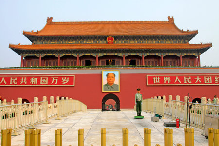 Beijing - September 20th: soldiers on guard, the golden water bridge, Beijing, September 20th, 2015.のeditorial素材