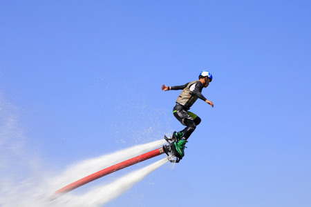 Water stunts performance in a parkのeditorial素材