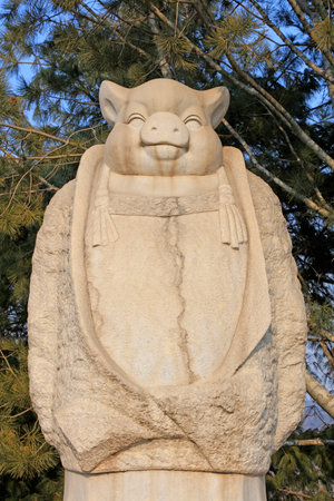 China ancient temple animal sculptureの写真素材