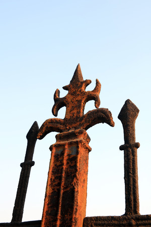 rusty iron fenceの写真素材