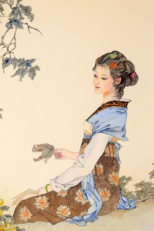Chinese ancient ladies in art worksのeditorial素材