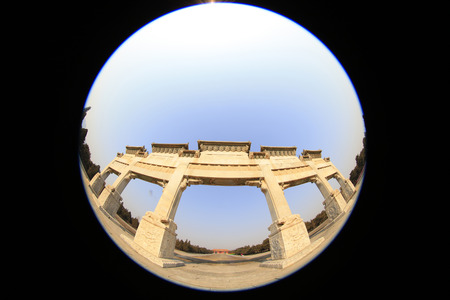 Chinese ancient stone archwayの写真素材