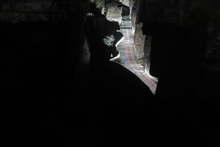 Night view of mountain highwayの写真素材