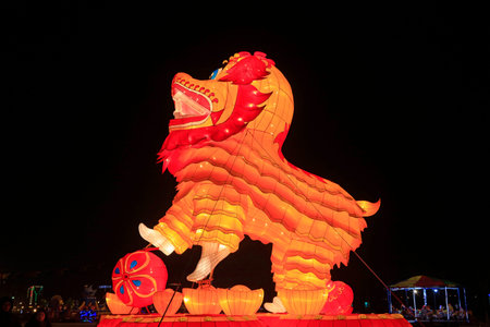Lion Dance shape lanternのeditorial素材