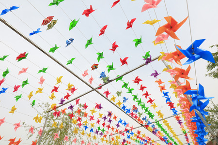 Windmills and frames in the parkの写真素材