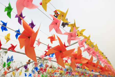 Windmills and frames in the parkの写真素材