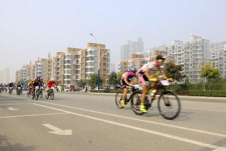 Luannan County - October 17, 2015: cycling race site, Luannan County, Hebei, Chinaのeditorial素材