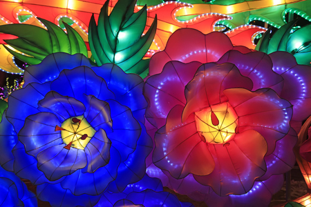 Flowers and plants shape lantern at spring festivalのeditorial素材