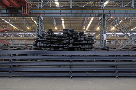 Steel products in the warehouseのeditorial素材