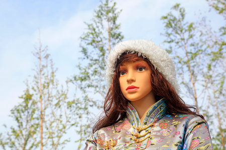 Mongolian people wax figure, Tangshan South Lake Park sceneryの写真素材