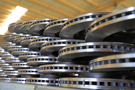 Brake disc on the production line の写真素材