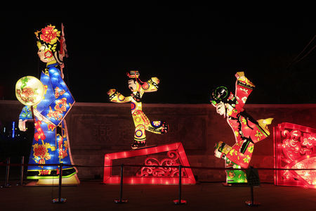 traditional Chinese characters in the nightのeditorial素材