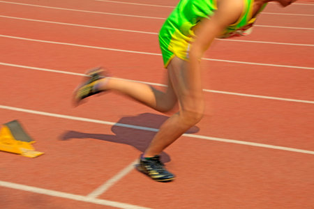 Sprinters start on the playground