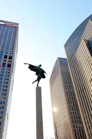 goddess with wings statue in the cityのeditorial素材