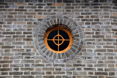 Traditional circular window lattice in ancient Chinaの写真素材