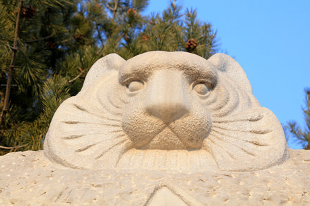 China ancient temple animal sculptureの写真素材