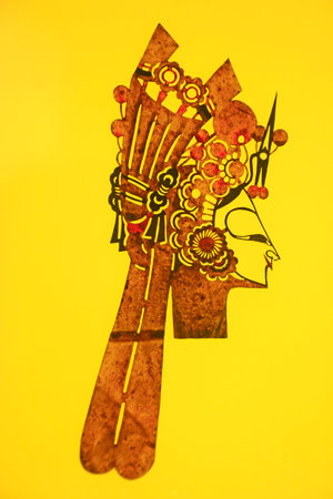 traditional Chinese paper-cut works, closeup of photoの写真素材