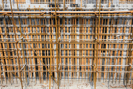 Steel pipe scaffold in the construction site