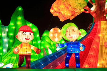 Cartoon characters shape lanternのeditorial素材