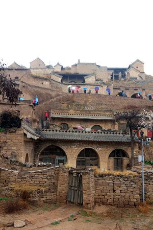 Shanxi Mountain Village Architectural Scenery in Chinaのeditorial素材