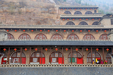 Qikou Town-April 4, 2017: Chinese Traditional Architectural Community Landscape, Qikou Town, Shanxi Province, Chinaのeditorial素材