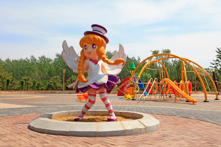 little girl sculptured in a parkの写真素材