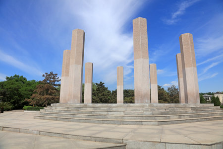 Leting county-May 14, 2017: stone sculpture in the park, leting county, hebei province, China.のeditorial素材