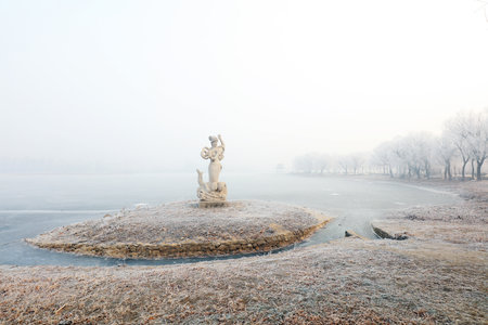 Mermaid sculpture in the parkの写真素材