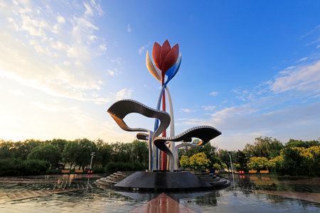 City Sculpture Under the Blue Skyのeditorial素材