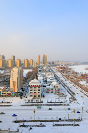 urban snow sceneのeditorial素材