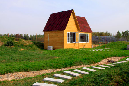 Wooden villa in the parkのeditorial素材