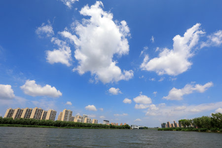 Waterfront City Architectural Scenery, Luannan County, Hebei Province, Chinaの写真素材