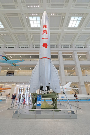 Beijing-June 28, 2019: DONGFENG-1 SURFACE-TO-SURFACE MISSILE MADE IN CHINA, Chinese People's Revolutionary Military Museum, Beijing, Chinaのeditorial素材