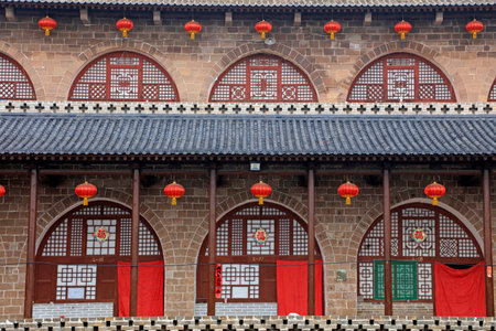 Qikou Town-April 4, 2017: Chinese Traditional Architectural Community Landscape, Qikou Town, Shanxi Province, Chinaのeditorial素材