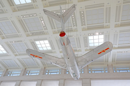 Beijing-June 28, 2019: Fighters hang in the air, Chinese People's Revolutionary Military Museum, Beijing, Chinaのeditorial素材