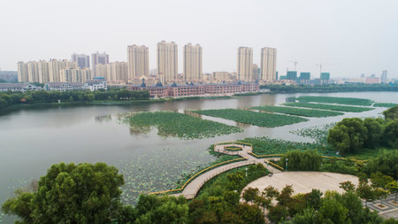 Waterfront City Scenery, Luannan County, Hebei Province, Chinaのeditorial素材
