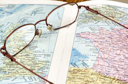 classes left on a card of the worldの写真素材