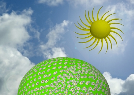 mother Earth flowers and sunの写真素材