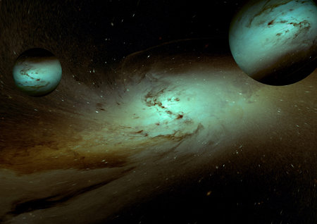 Stars, dust and gas nebula in a far galaxy.の写真素材