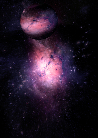 Stars, dust and gas nebula in a far galaxy.の写真素材