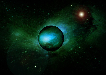 Stars, dust and gas nebula in a far galaxy.の写真素材