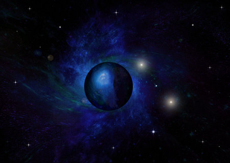 Stars, dust and gas nebula in a far galaxy.