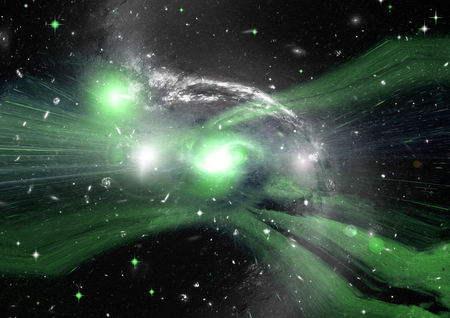 Stars, dust and gas nebula in a far galaxy.の写真素材