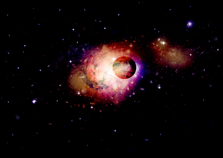 Stars, dust and gas nebula in a far galaxy.の写真素材