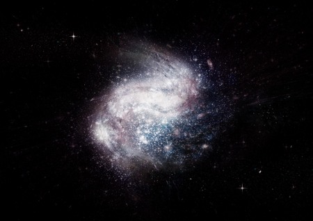 Stars, dust and gas nebula in a far galaxy.の写真素材