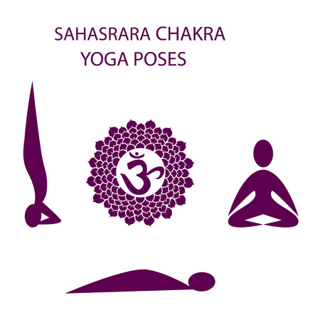 Yoga poses fro Sahasrara chakra activationのイラスト素材